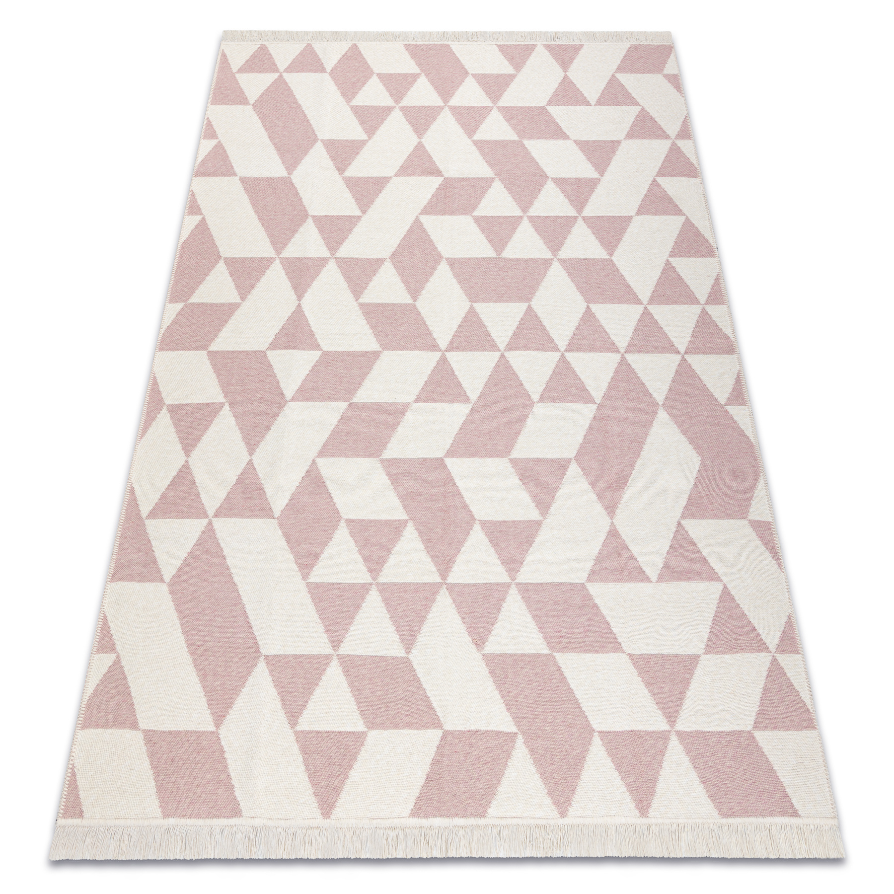 Dywan TWIN 22992 Geometryczny, bawełna, dwustronny Ekologiczny frędzle - / krem różowy 100x200 cm