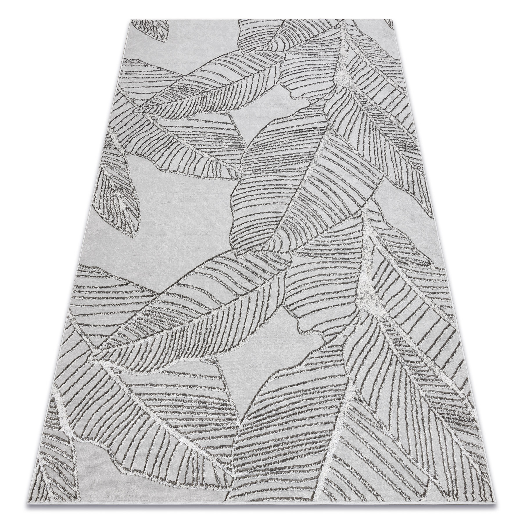 Dywan LIRA E1482 Liście strukturalny, nowoczesny, glamour - szary 200x290 cm