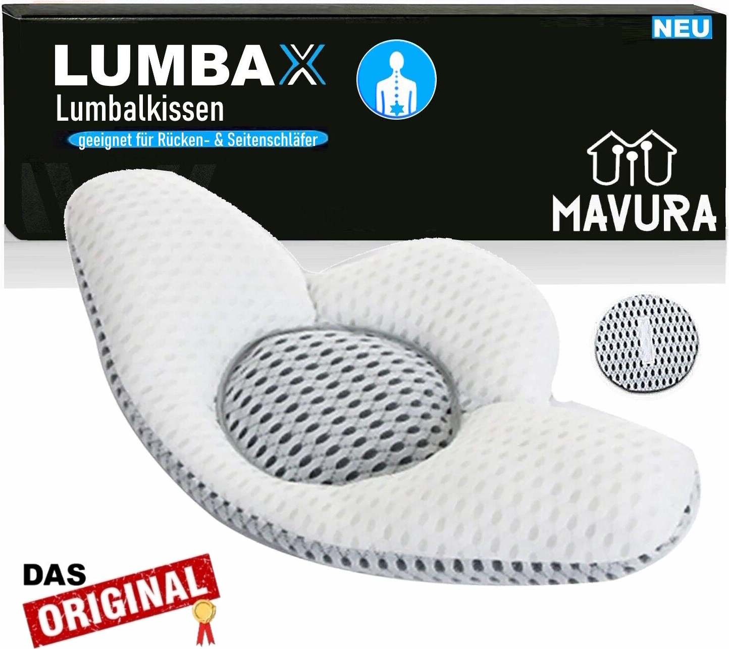Poduszka lędźwiowa 3D LUMBAX Poduszka na plecy dla osób śpiących na plecach i na boku