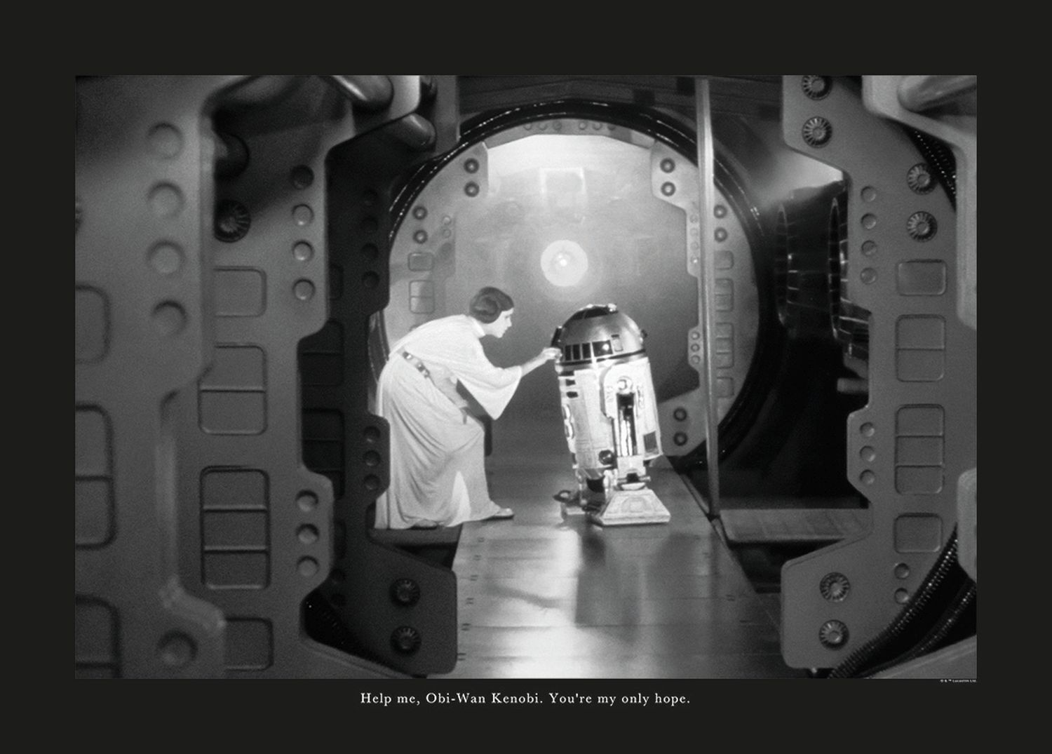 Disney plakat Star Wars Classic Cytat Leia R2D2 czarno-białym - 610256 - 70 x 50 cm