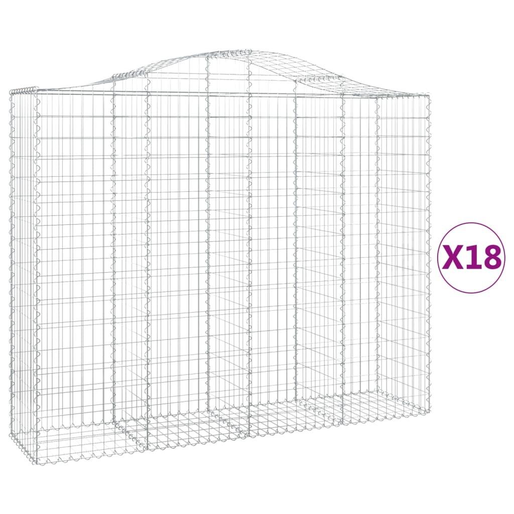vidaXL Gabiony z wysokim łukiem 18szt. 200x50x160/180cm Ocynkowane żelazo