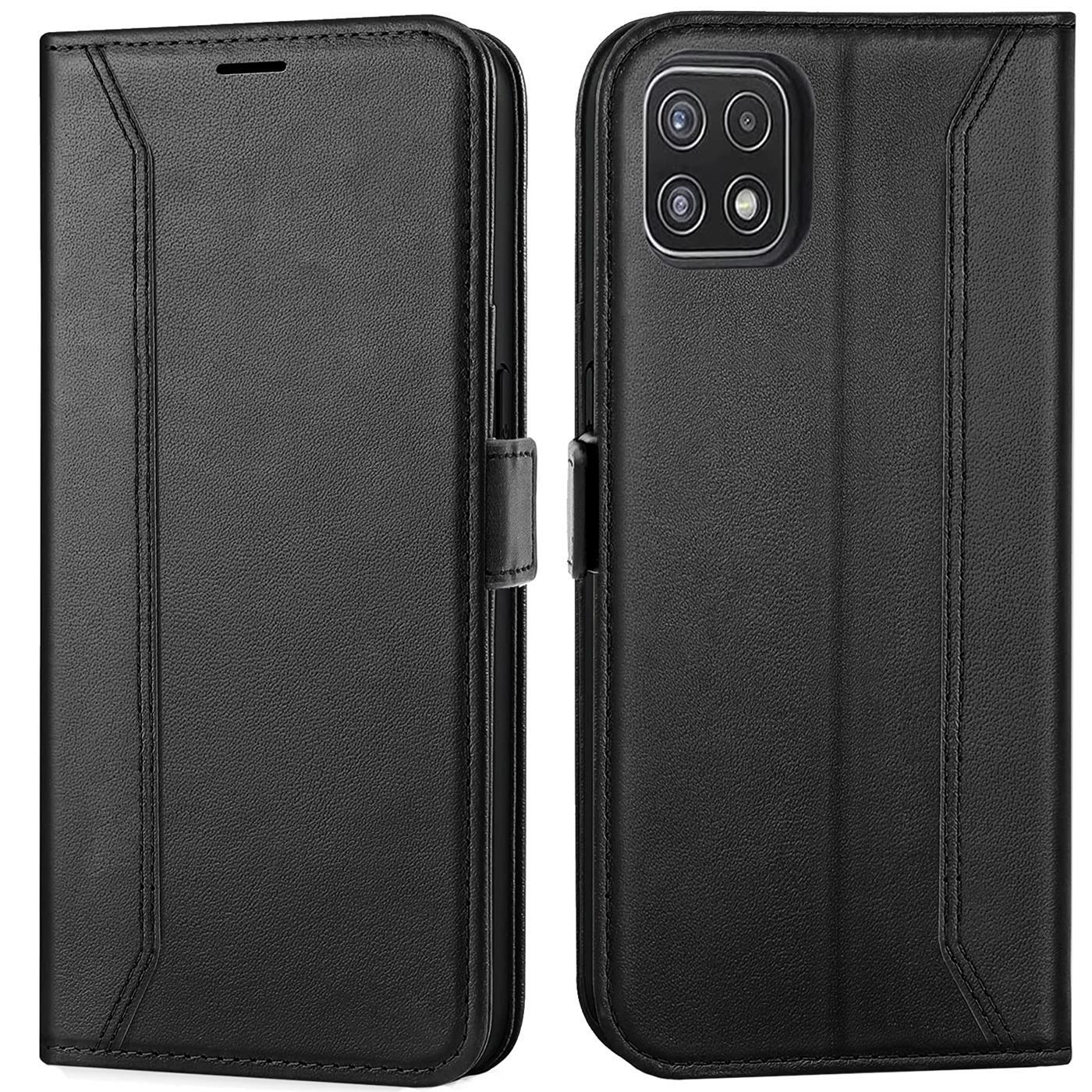 Etui na telefon komórkowy Samsung Galaxy A22 5G składane etui ochronne, czarne