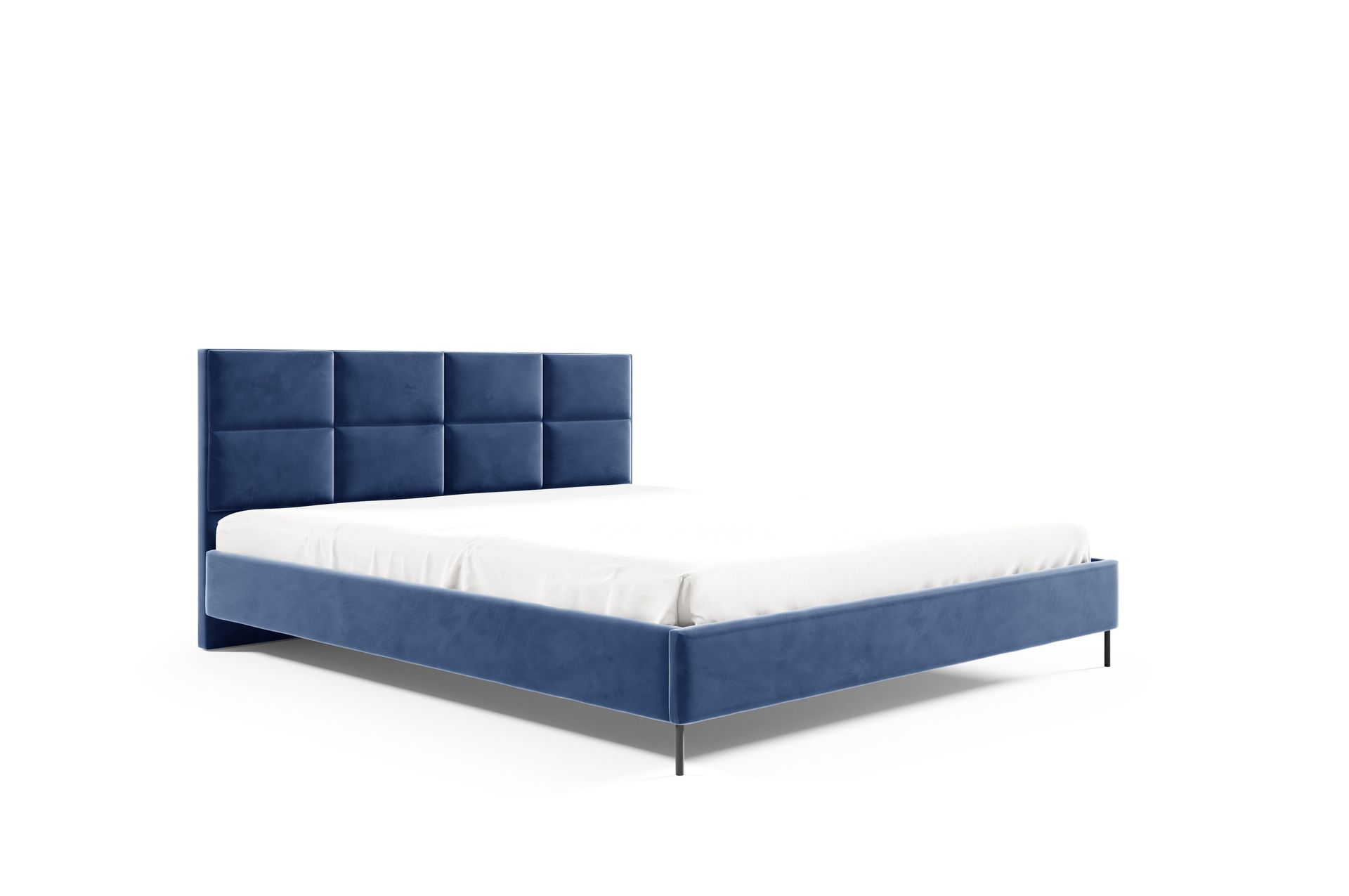 GUTTO Łóżko tapicerowane 140 x 200 cm wykonane z weluru czarne metalowe nóżki - łóżko z pięknym pikowaniem i specjalnym designem