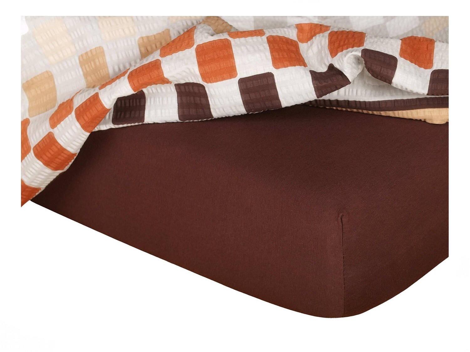 Prześcieradło jersey ciemnobrązowe 60x120x10 cm