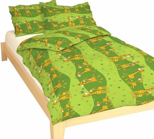 Pościel bawełniana Żyrafa zielona 90x130, 45x60 cm