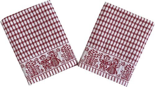 Ręcznik frotte FOLKLÓR czerwony 50x70 cm 2 szt - bawełna
