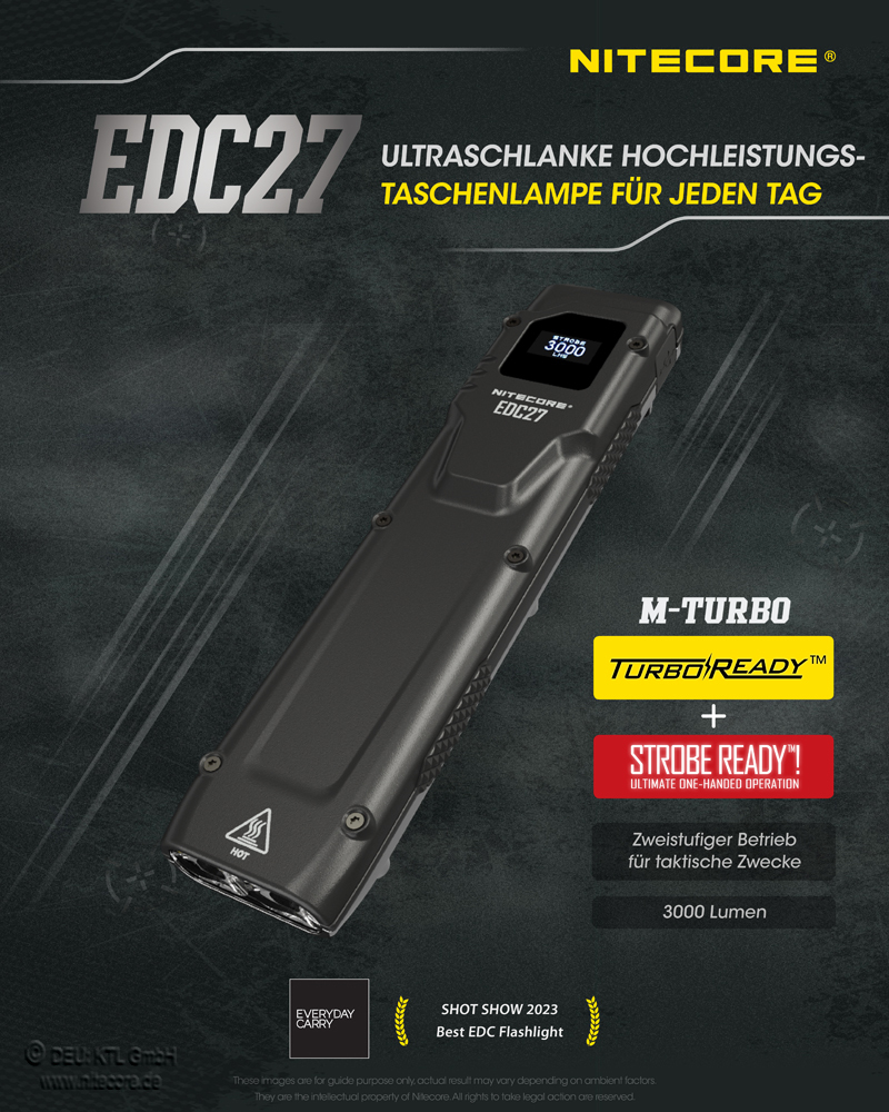 Latarka LED Nitecore EDC27, do 3000 lumenów