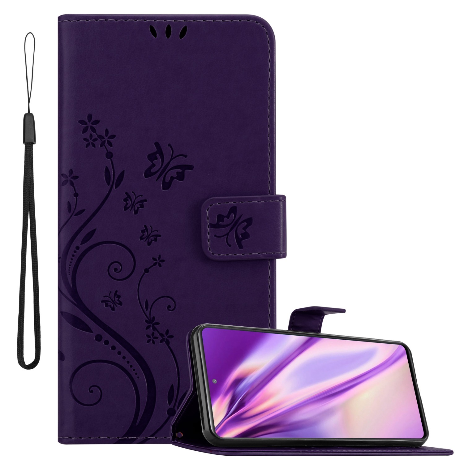 Cadorabo pokrowiec na Samsung Galaxy S20 FE fioletowy pokrowiec ochronny pokrowiec na telefon komórkowy etui w kwiaty etui w kwiaty