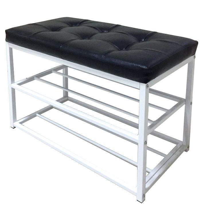 Kondela Stojak na buty z ławką Lyros - czarno-biały