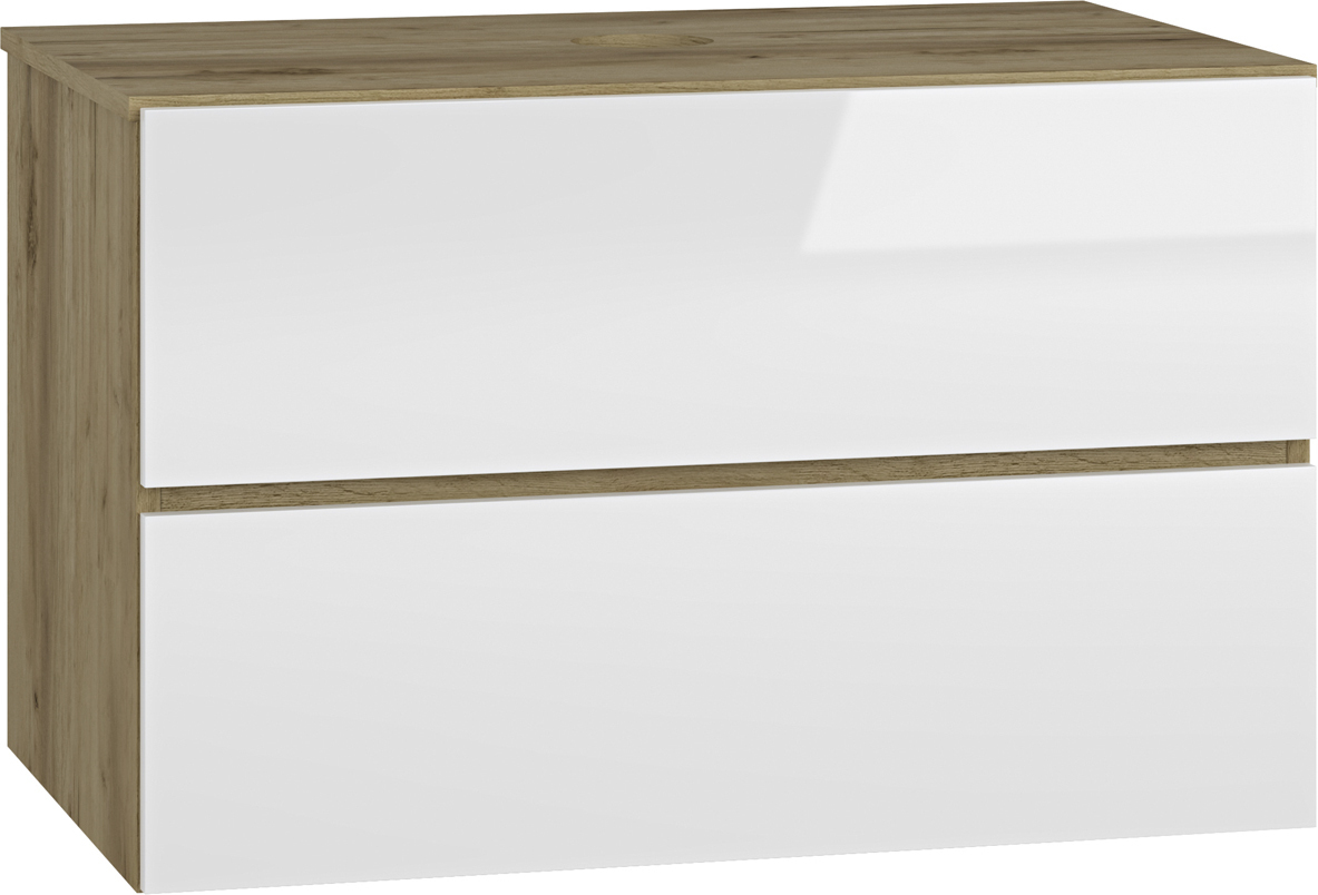 nabbi Szafka łazienkowa pod zlew Baleta S80 - rzemieślnicze złoto / biały połysk