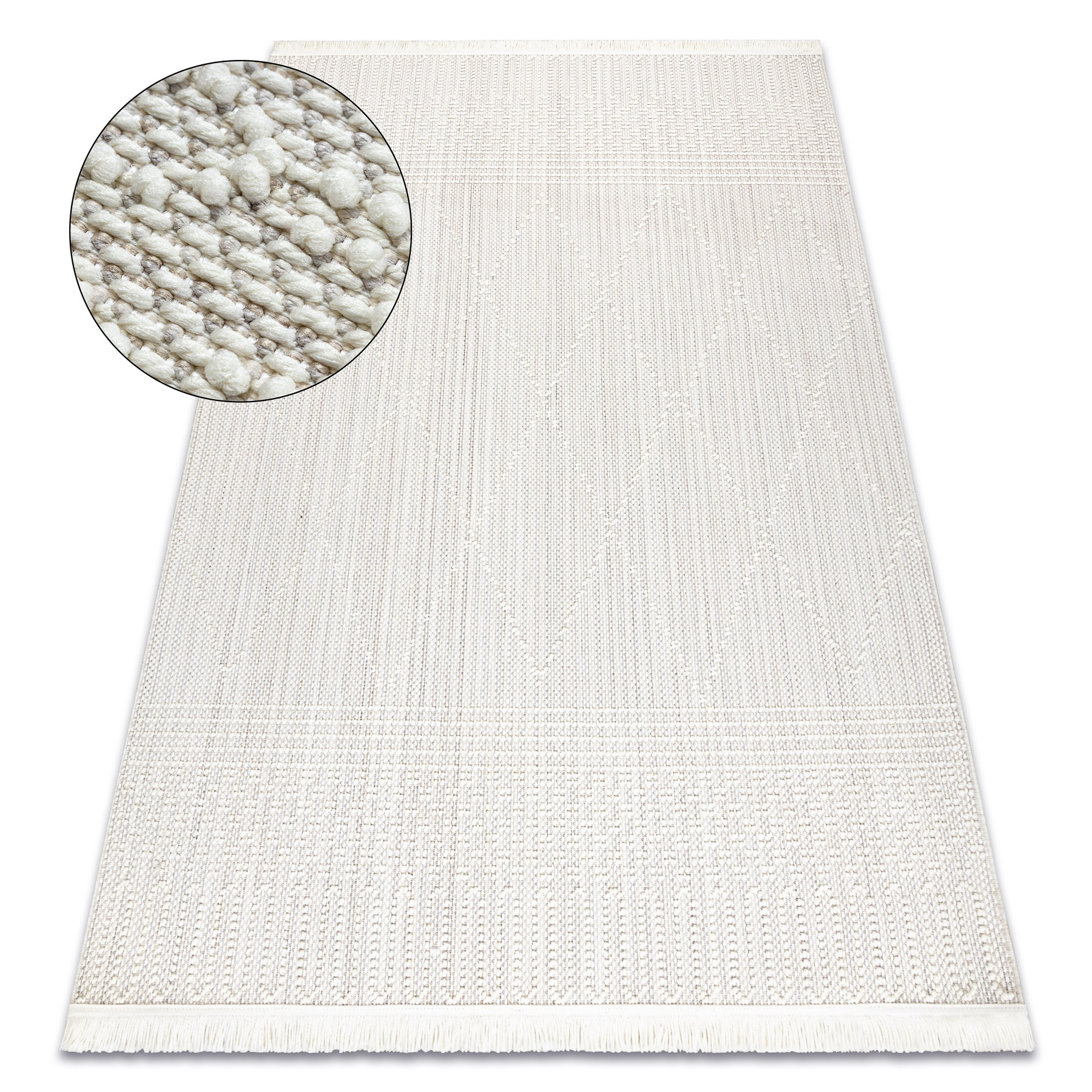 Dywan NANO EM52A Romby, pętelkowy, płasko tkany biały beżowy 200x290 cm