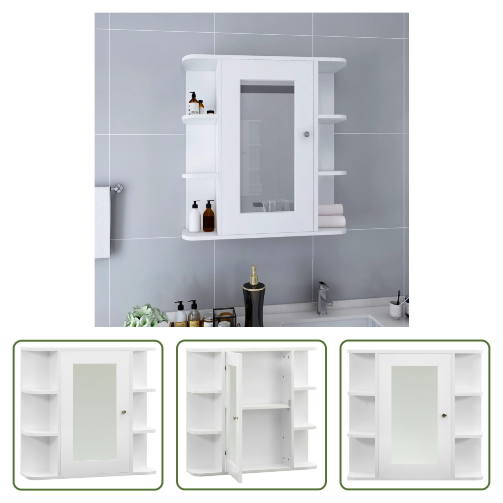 The Living Store Szafka łazienkowa z lustrem biała 66x17x63 cm MDF