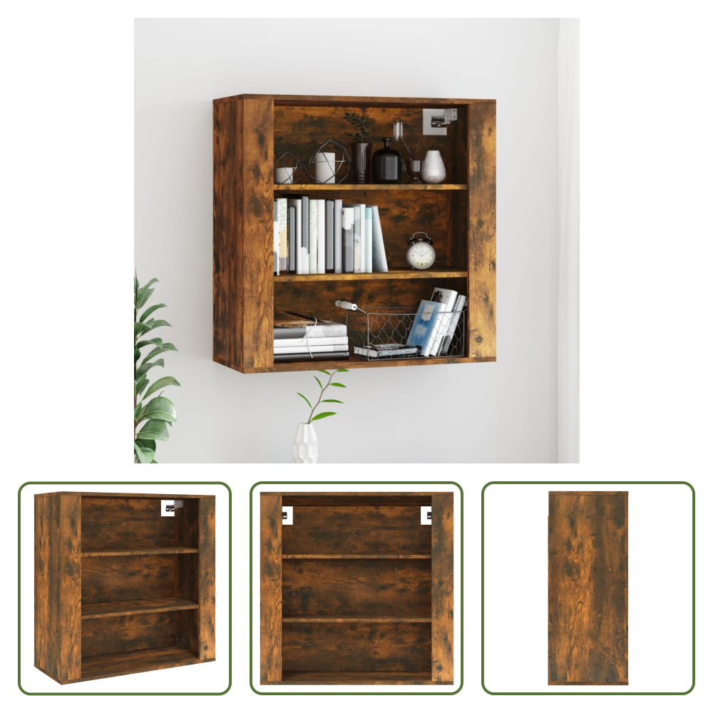 The Living Store szafka ścienna dąb wędzony 80x33x80 cm materiał drewnopochodny