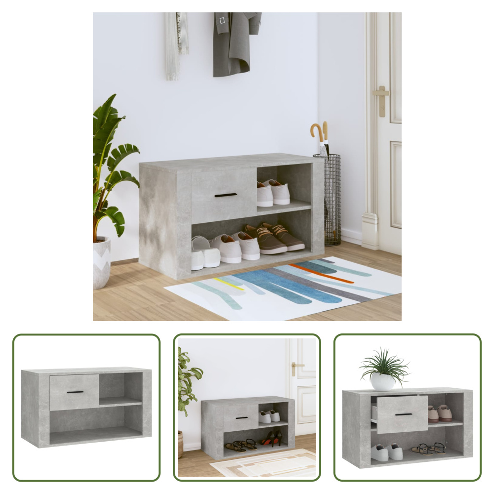 The Living Store Szafka na buty betonowa szara 80x35x45 cm materiał drewnopochodny