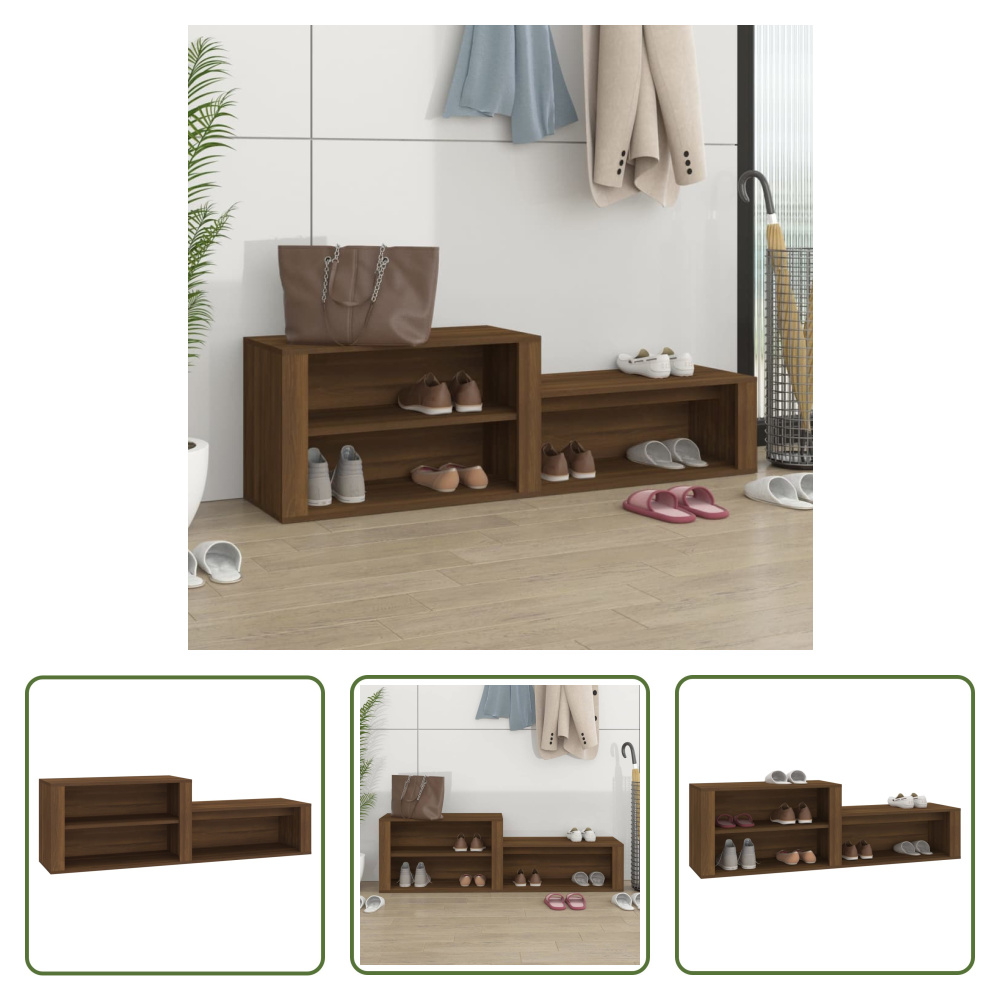 The Living Store Szafka na buty brązowy dąb 150x35x45 cm materiał drewnopochodny