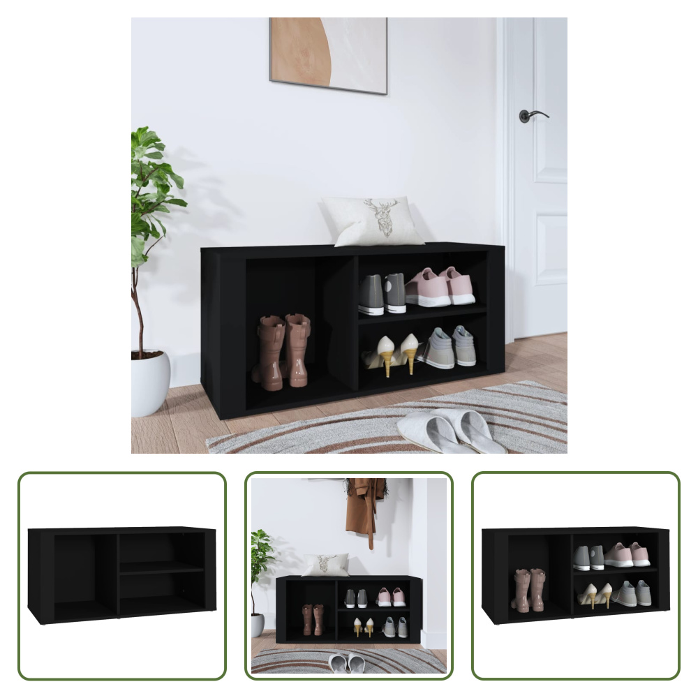 The Living Store Stojak na buty czarny 100x35x45 cm materiał drewnopochodny