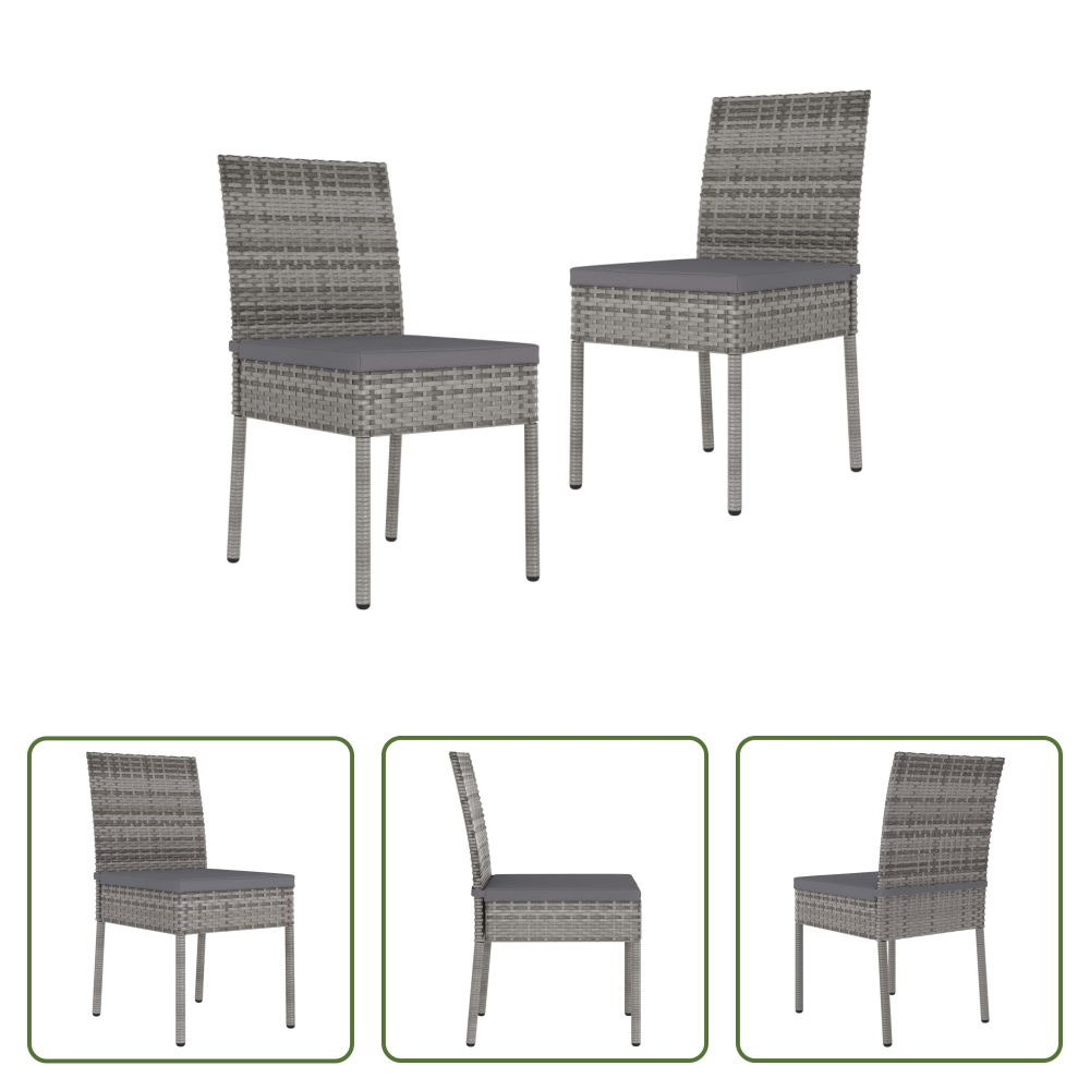 The Living Store Krzesła ogrodowe do jadalni 2 szt. Poli rattan szary