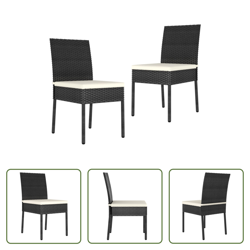 The Living Store Krzesła ogrodowe do jadalni 2 szt. Poli rattan czarny