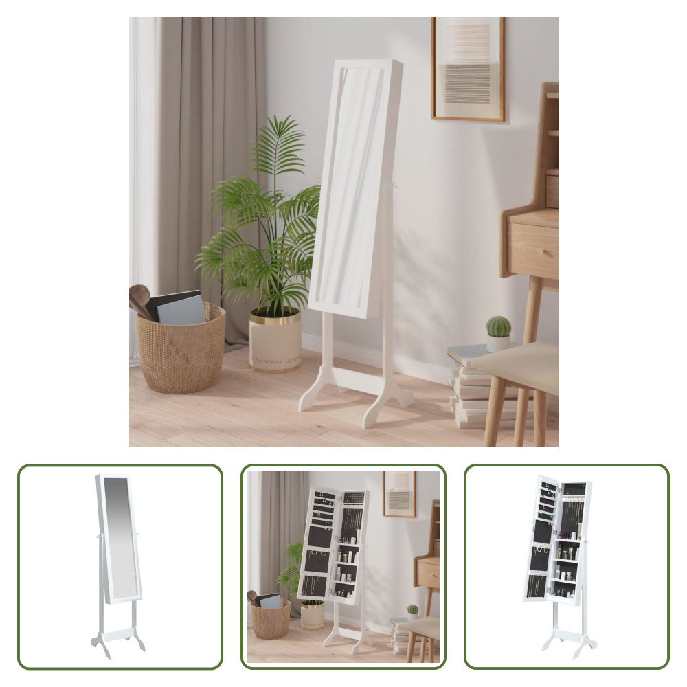The Living Store Lustro stojące białe 34x37x146 cm