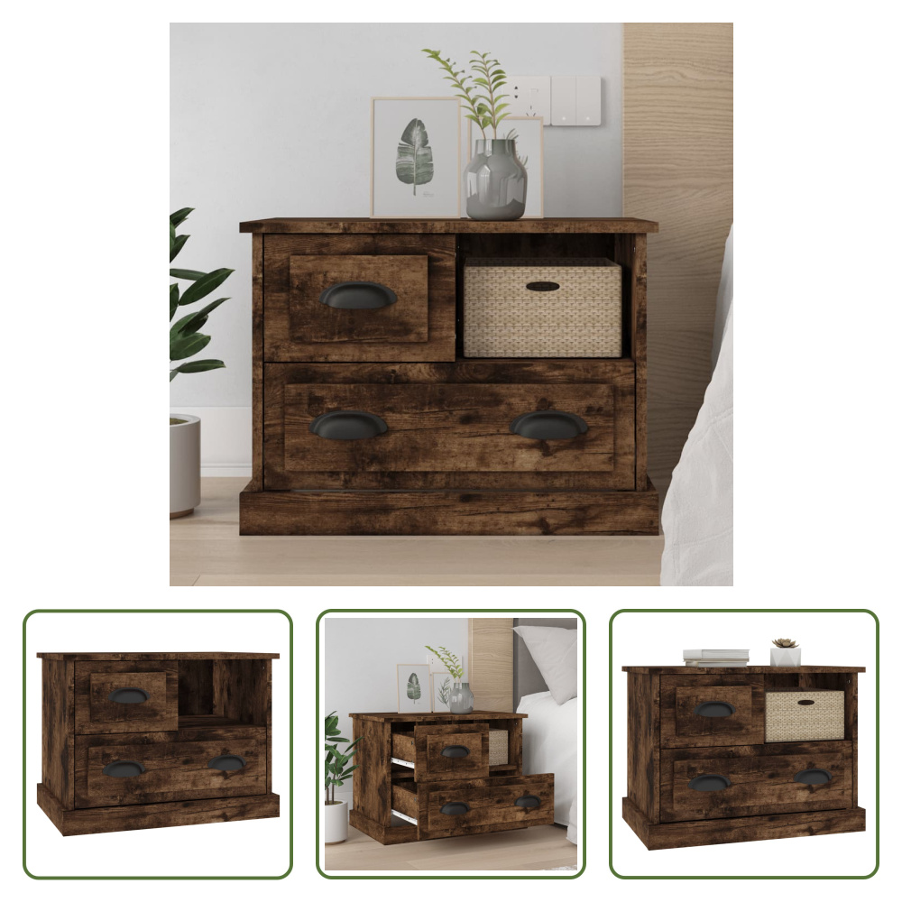 Szafka nocna The Living Store dąb wędzony 60x39x45 cm