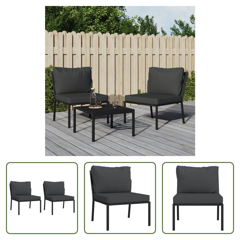 The Living Store krzesła ogrodowe z szarymi poduszkami 2 szt. 60x74x79 cm stalowe