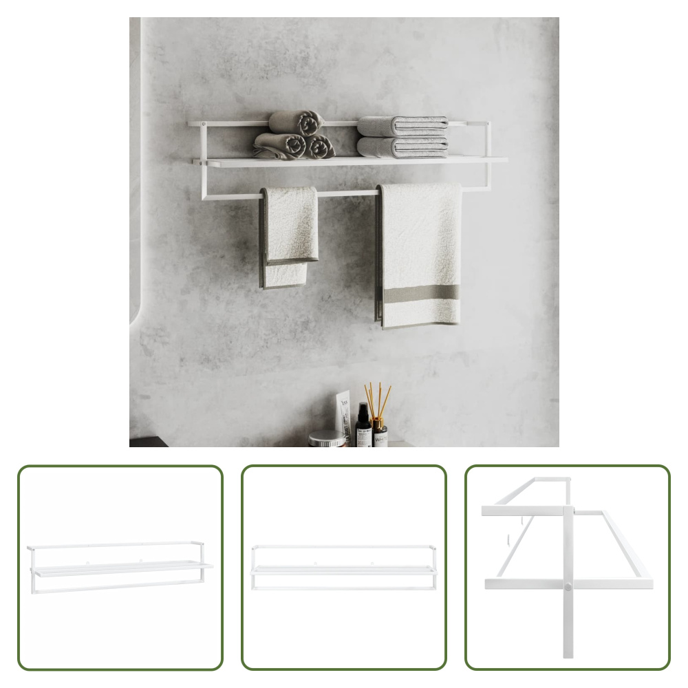 The Living Store Wieszak na ręczniki biały 95x25x22 cm Żelazko