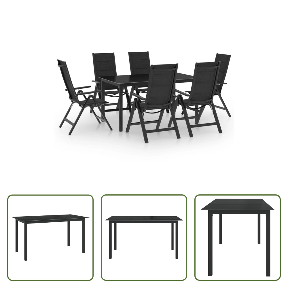 The Living Store 7-częściowy ogrodowy zestaw jadalniany aluminium antracyt
