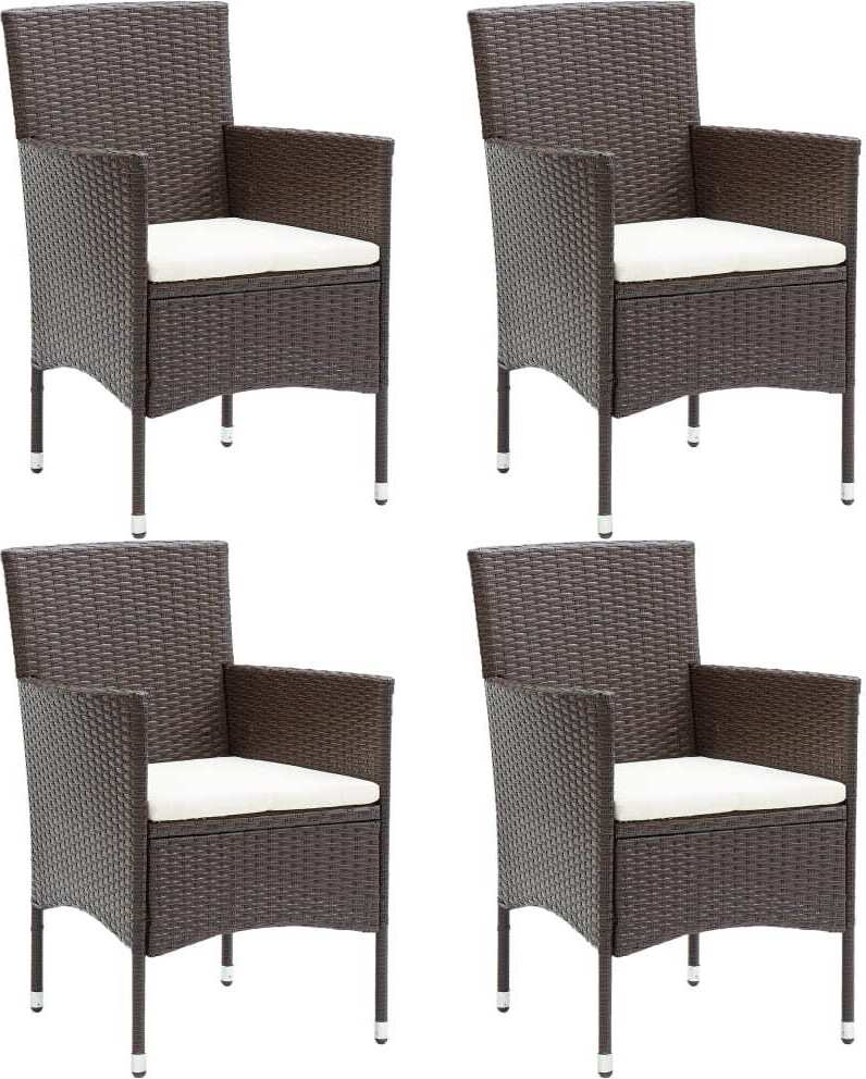 The Living Store Krzesła ogrodowe do jadalni 4 szt. Poli rattan brązowy