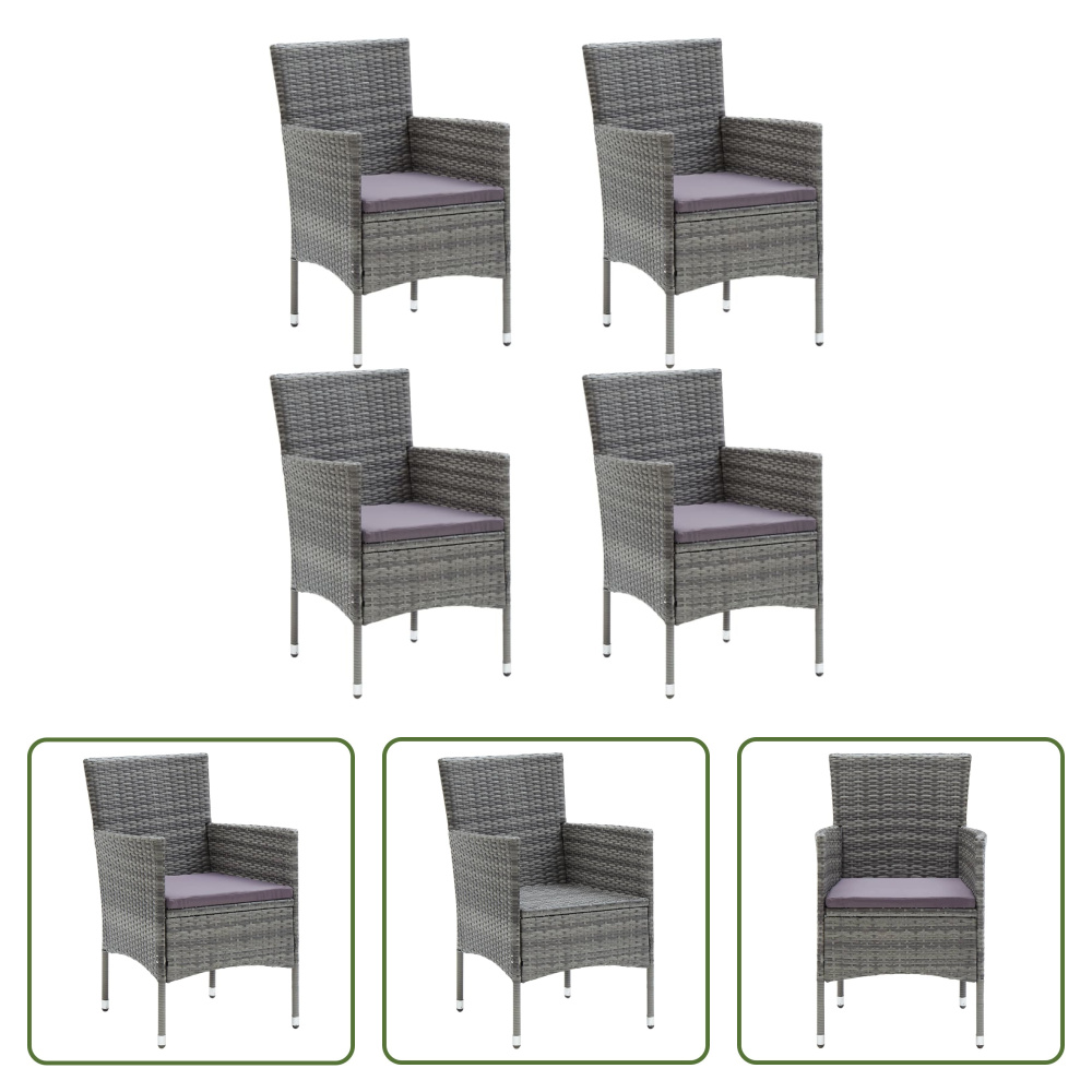 The Living Store Krzesła ogrodowe do jadalni 4 szt. Poly Rattan Grey