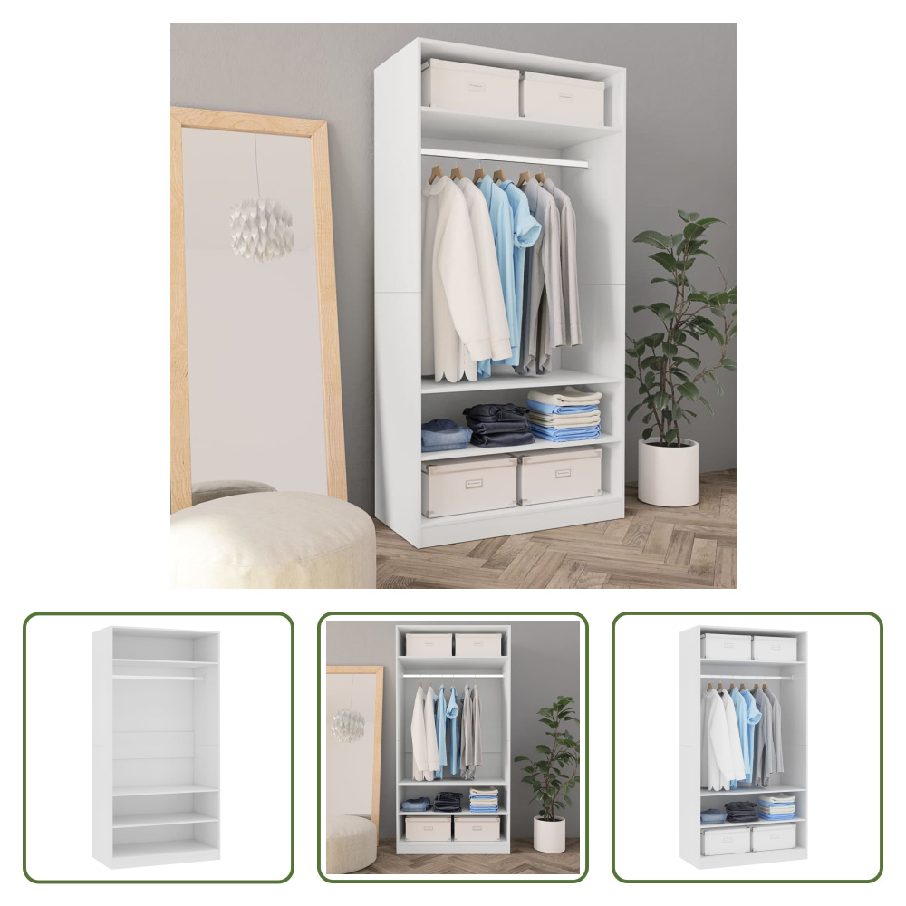 The Living Store Szafa biała 100×50×200 cm Materiał drewnopochodny