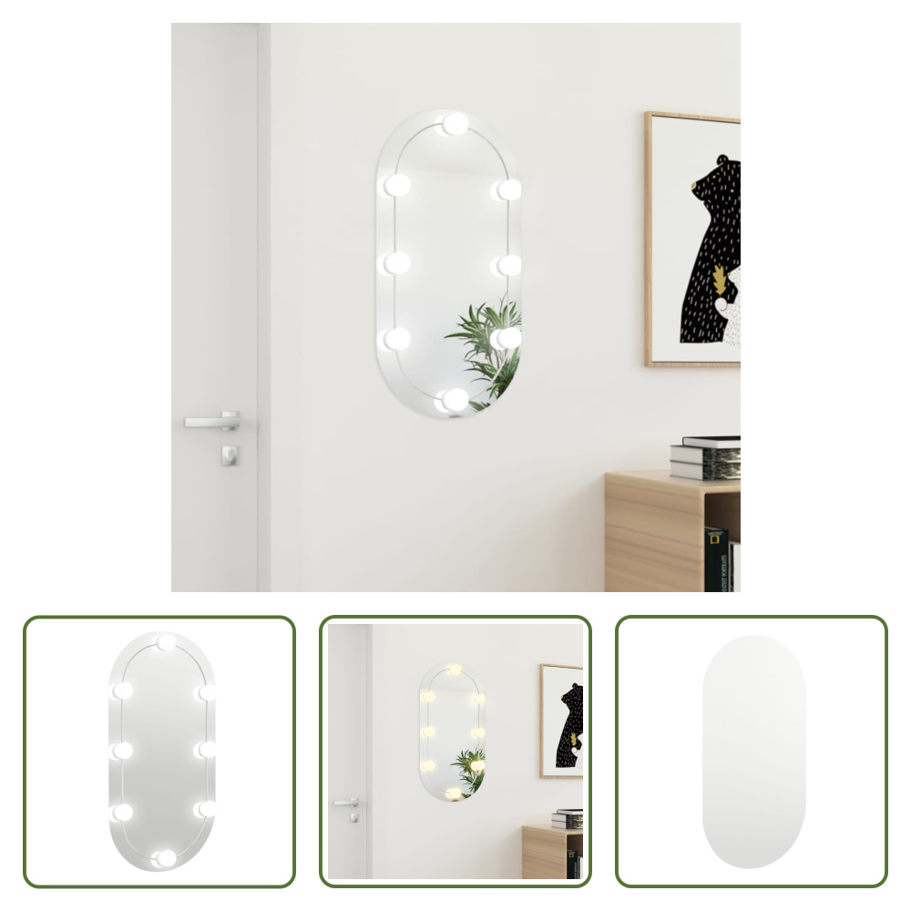 The Living Store Lustro z oświetleniem LED 80x40 cm szklane owalne
