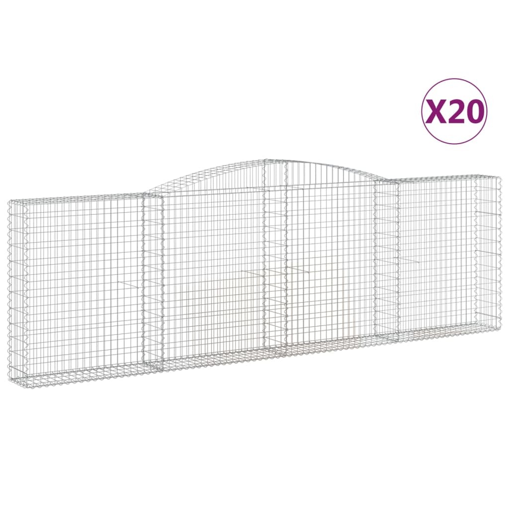 vidaXL Gabiony z wysokim łukiem 20szt. 400x30x120/140cm Ocynkowane żelazo