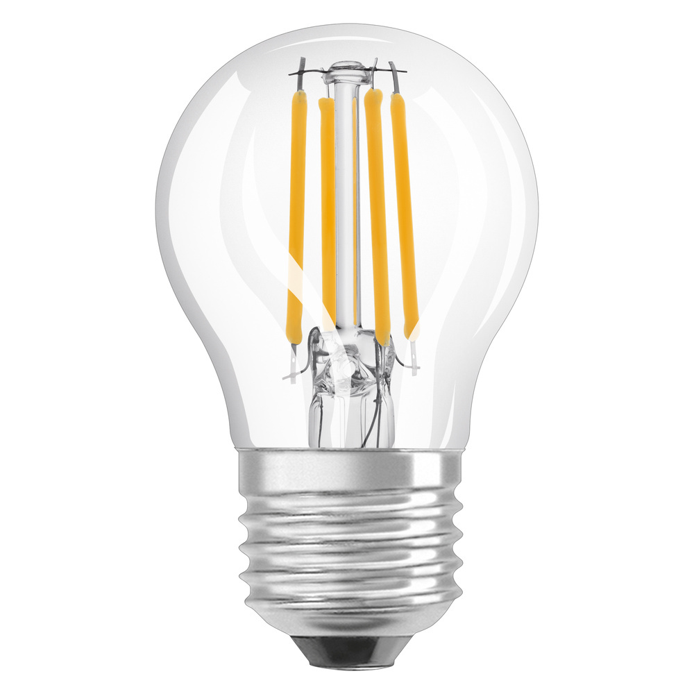 Żarówka LED OSRAM SUPERSTAR+ CLASSIC P FIL 25, E27, w kształcie mini-kuli, 2,2W, 300lm, 2700K, ciepłe białe światło, znacznie zredukowana składowa niebieska, zmniejszone zmęczenie oczu, możliwość ściemniania, niskie zużycie energii