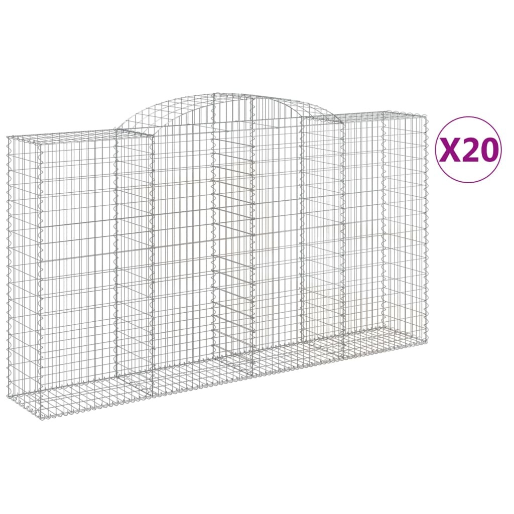 vidaXL Gabiony z wysokim łukiem 20 szt. 300x50x160/180cm Ocynkowane żelazo