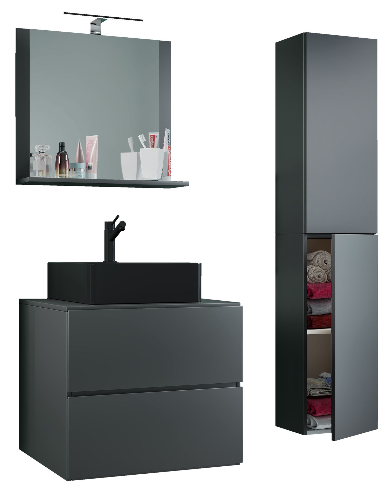 LendasLBL szafka łazienkowa 4 części antracyt.