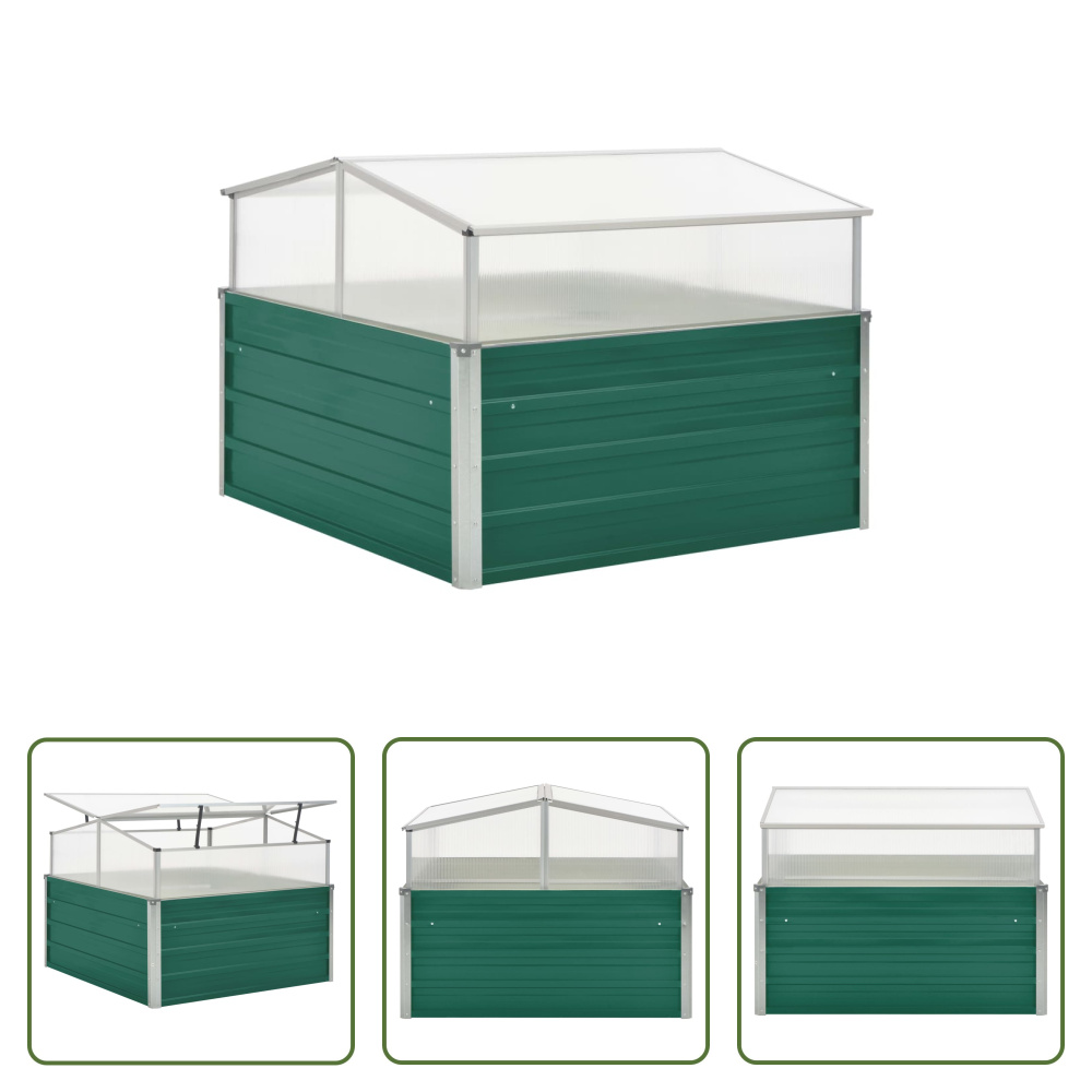 The Living Store Szklarnia Green 100x100x77 cm Stal ocynkowana