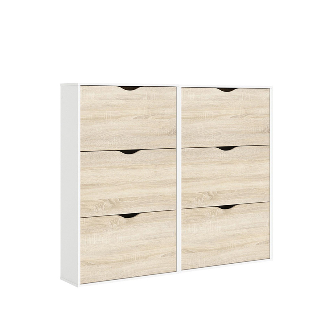 Napoli szafka na buty 6 szuflad w bieli iReplika dąb.