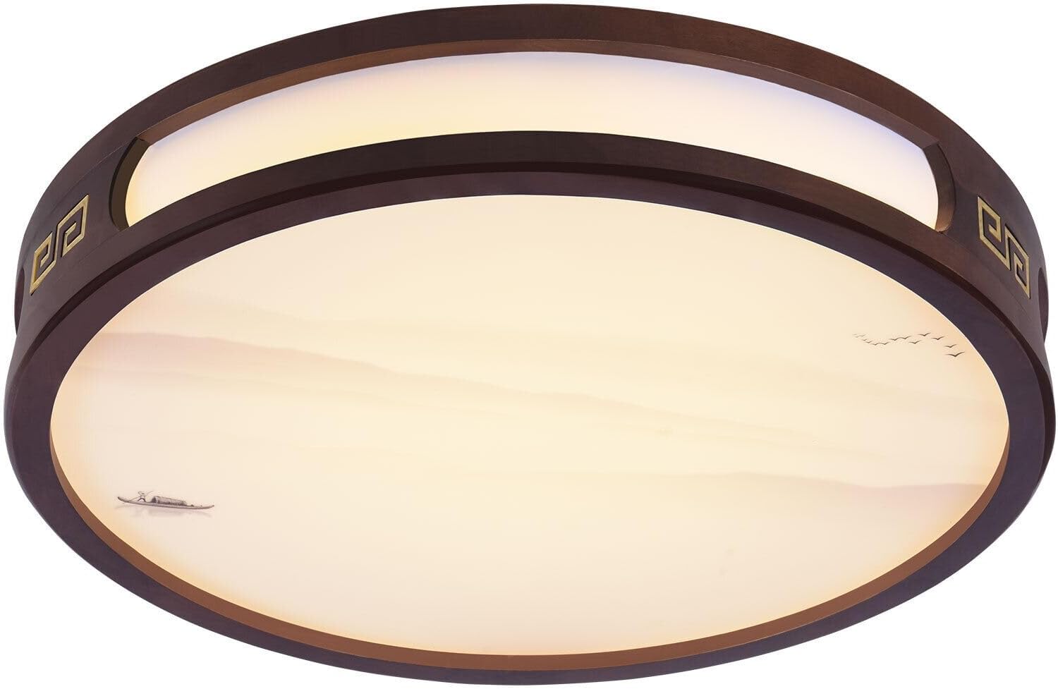 Okrągła lampa sufitowa, oświetlenie podtynkowe LED retro, ściemnialna lampa wisząca do sypialni, gabinetu