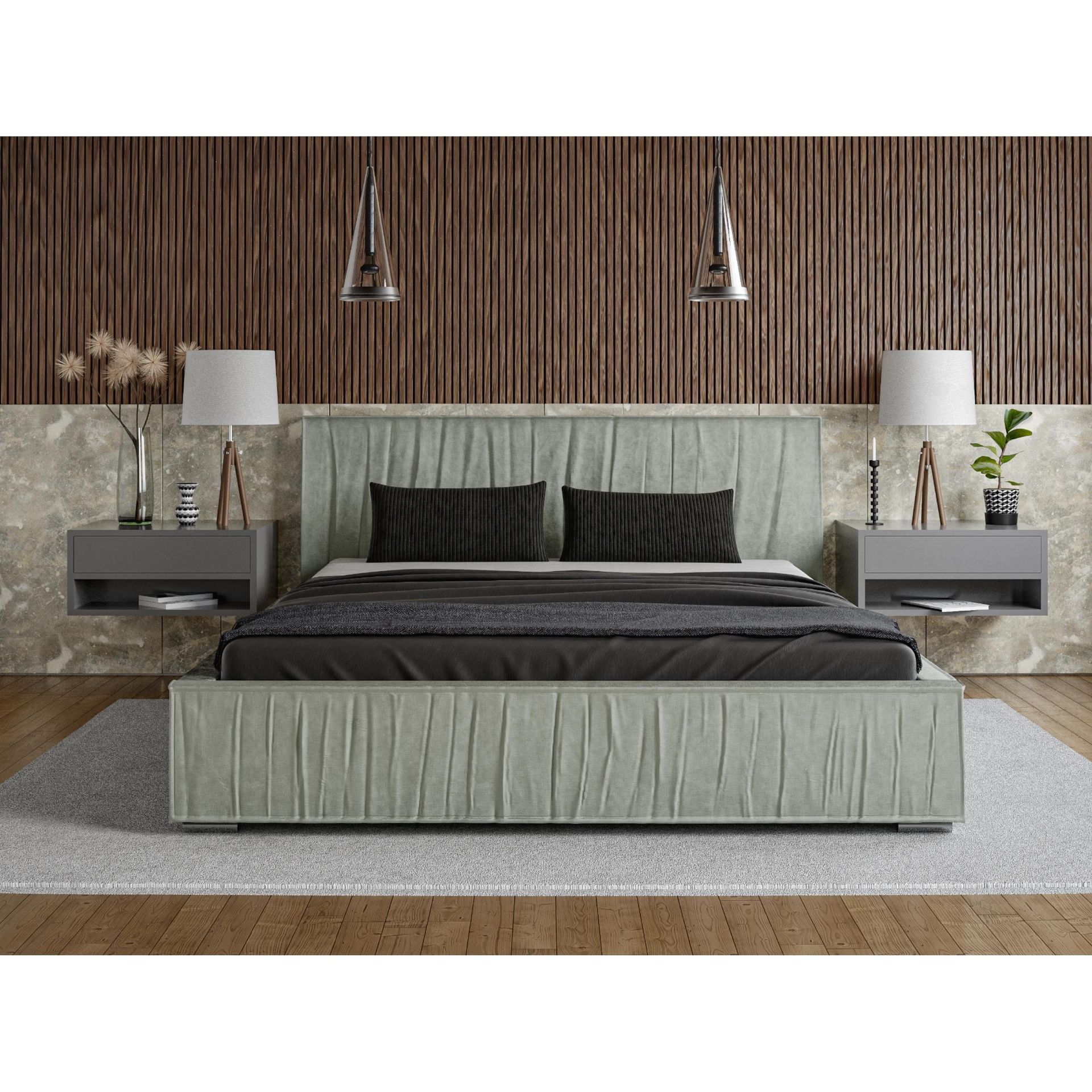 ADIDAR Elias łóżko tapicerowane 160x200cm stelaż metalowy z podnośnikami hydraulicznymi łóżko do przechowywania pistacja Magic Velvet 2255