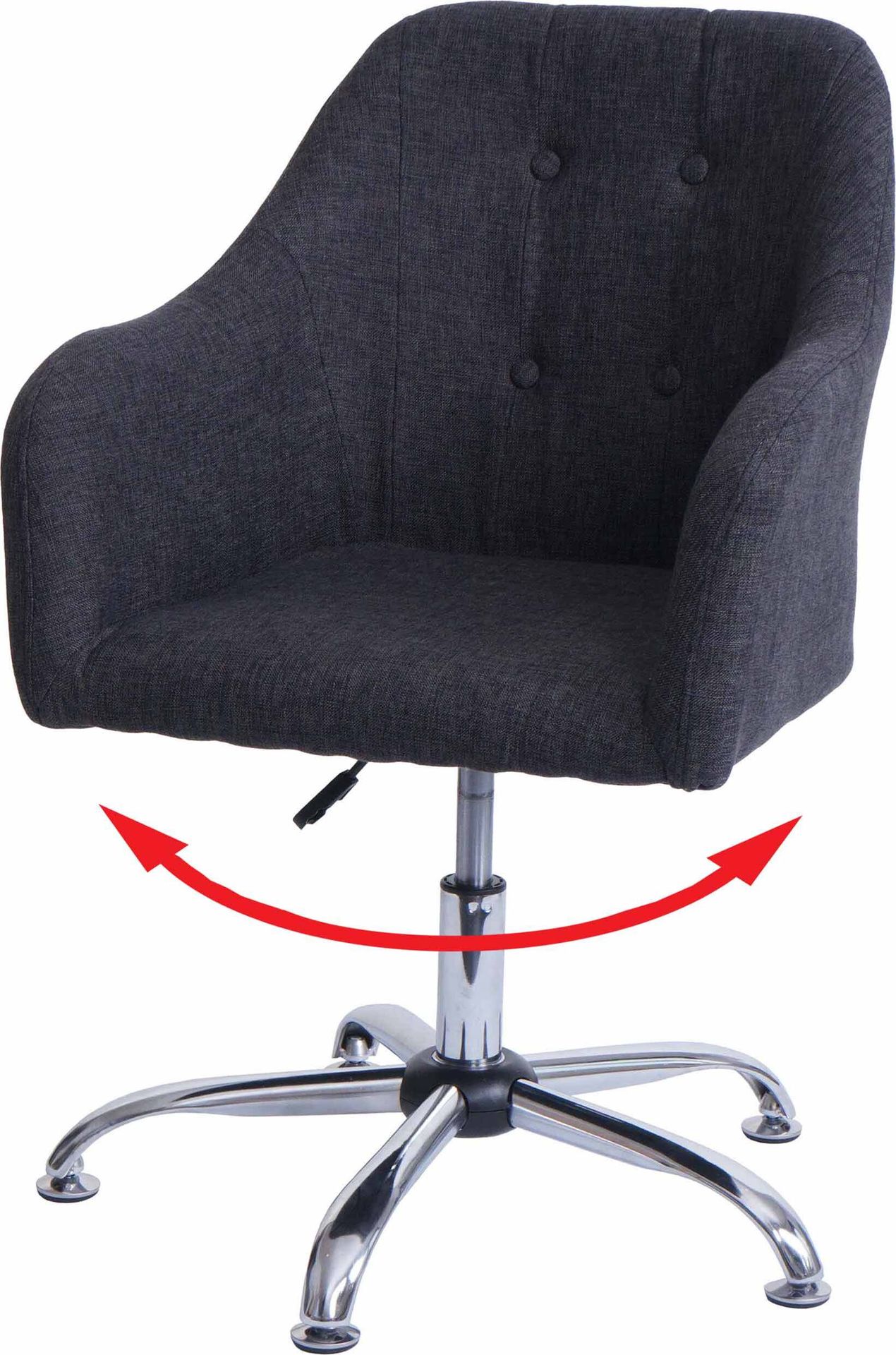 Krzesło do jadalni HWC-L92, krzesło kuchenne Krzesło z podłokietnikami, obrotowe z regulacją wysokości metal ~ tkanina/tekstylia ciemnoszary