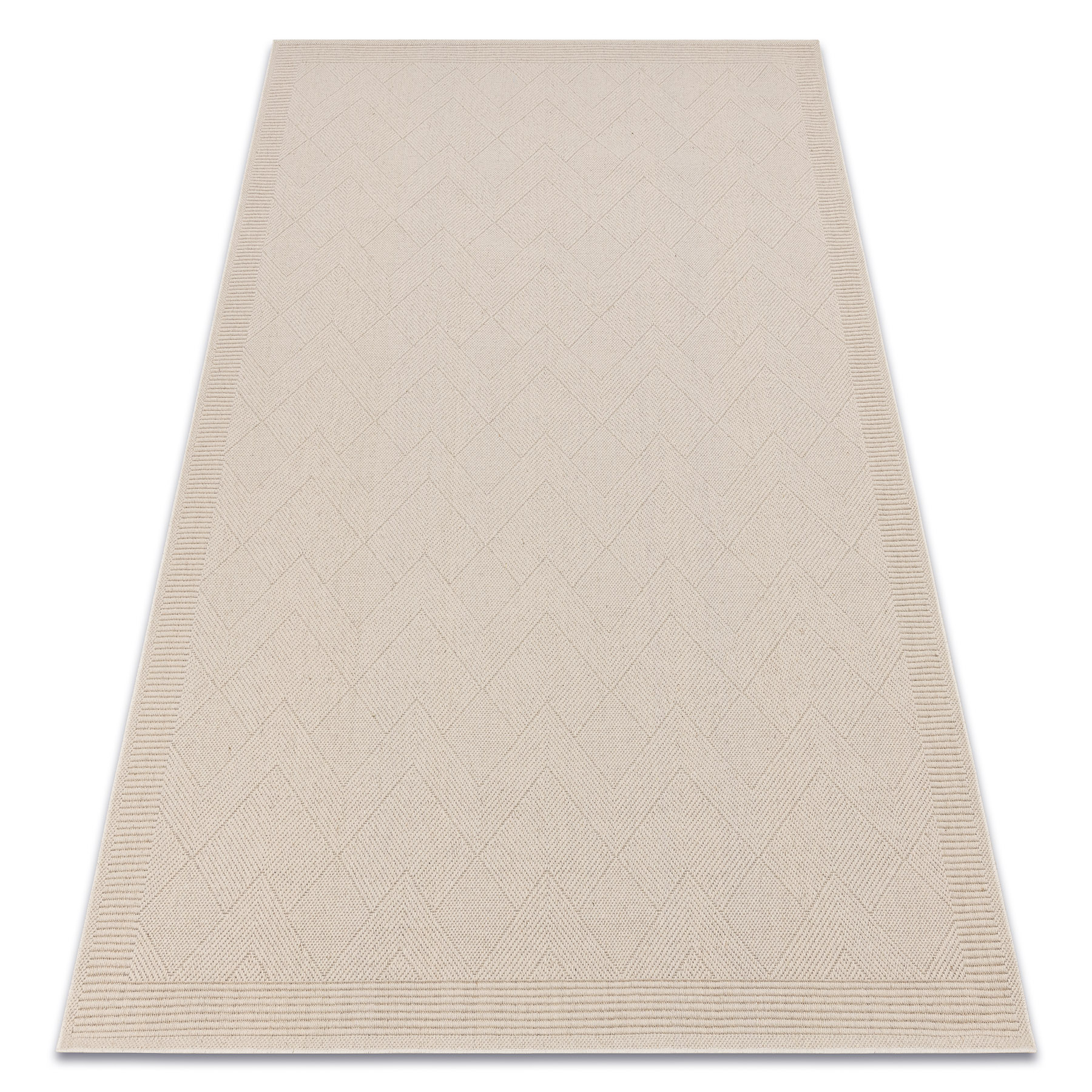 Dywan wełniany VILLA 7636/68200 Zygzak SIZAL, płaskotkany beż beżowy 80x150 cm