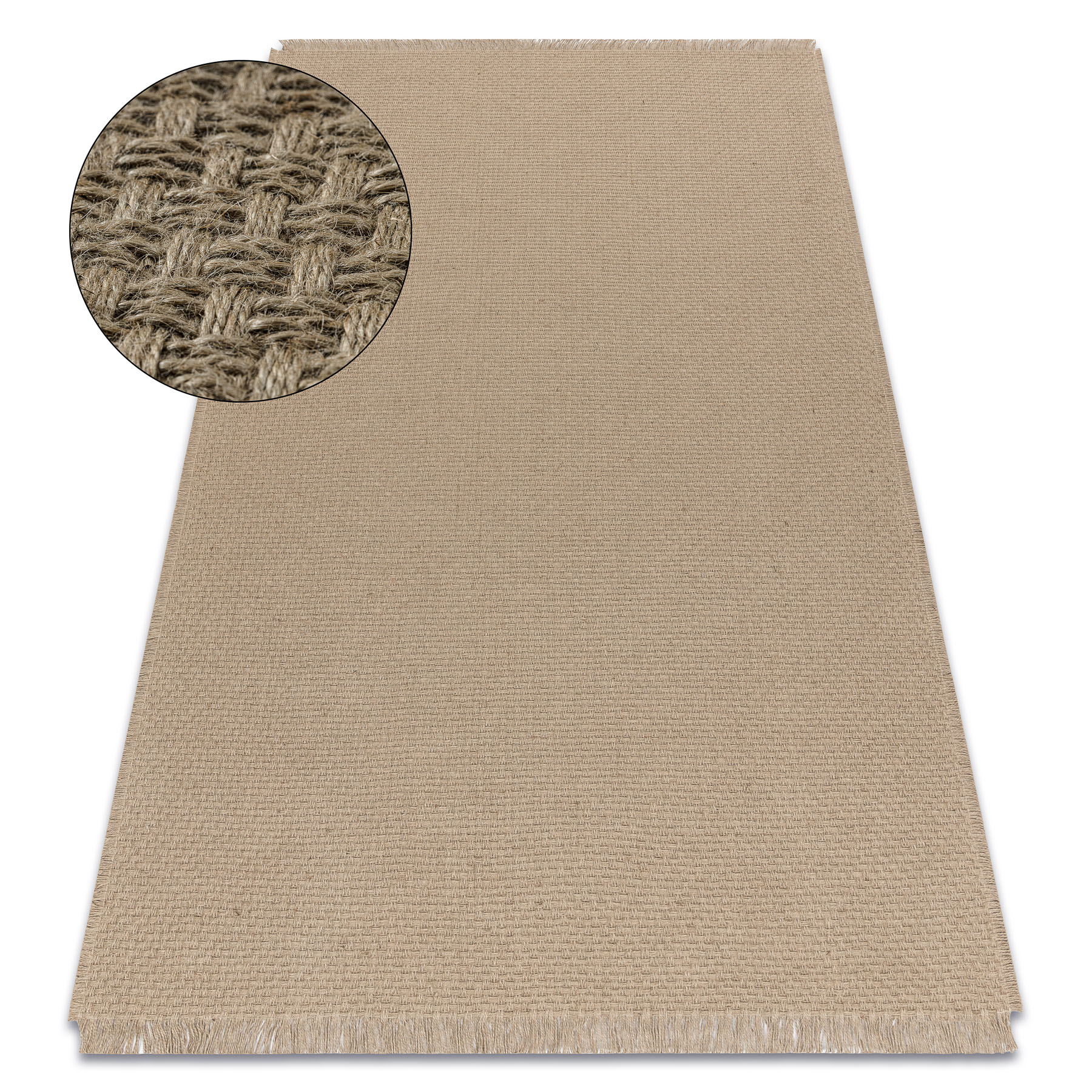 Dywan JUTE 3731 ciemny beż jednolity - jutowy, płaskotkany, frędzle beżowy 200x290 cm