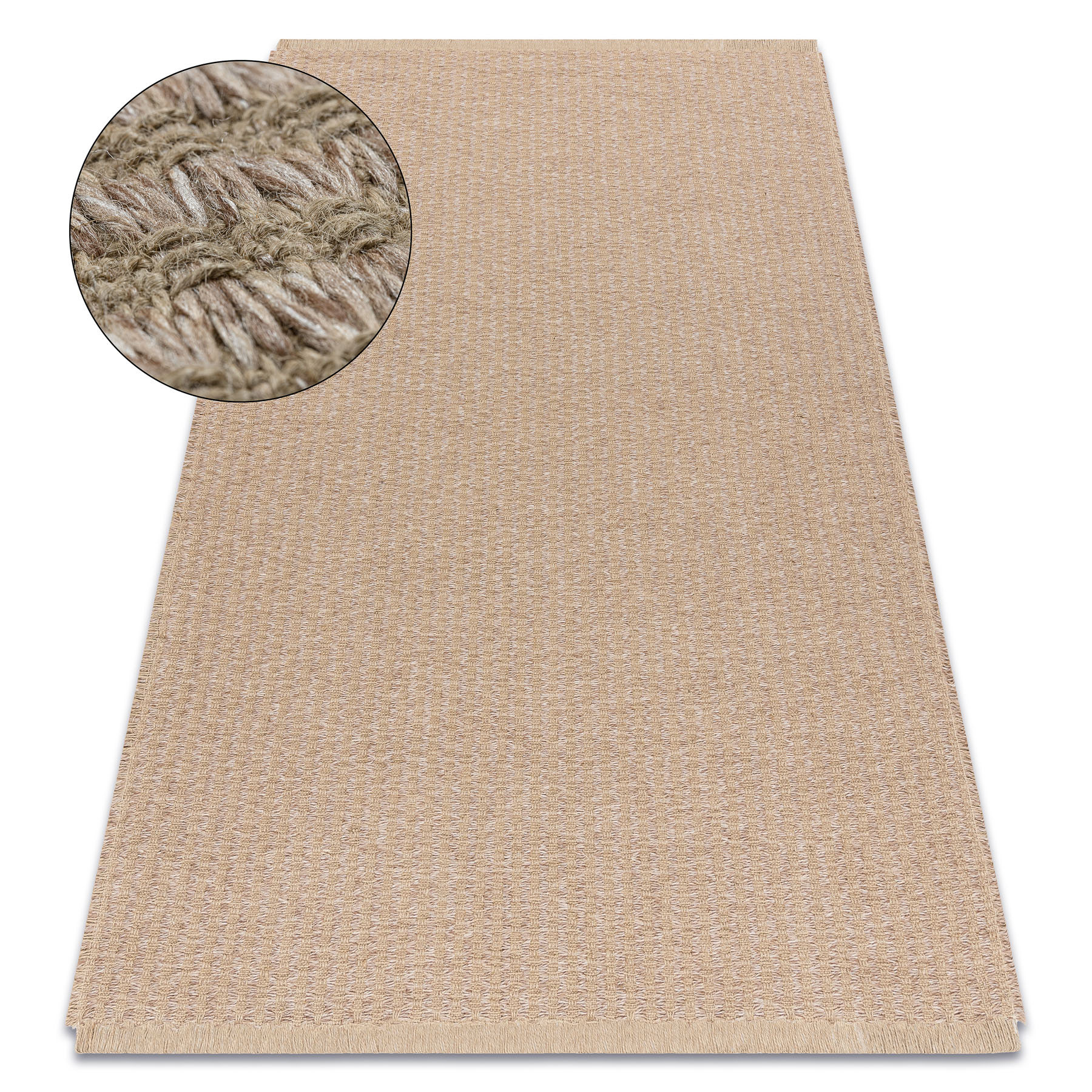 Dywan JUTE 3650 beż linie - jutowy, płaskotkany, frędzle beżowy 160x220 cm