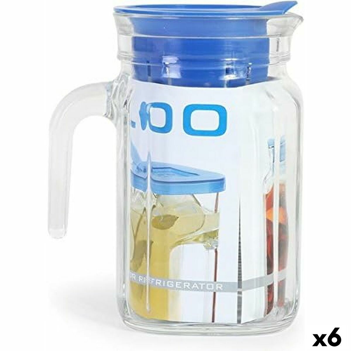 Dzbanek z pokrywką i dozownikiem Borgonovo Igloo w kratkę niebieski 600 ml (6 sztuk)