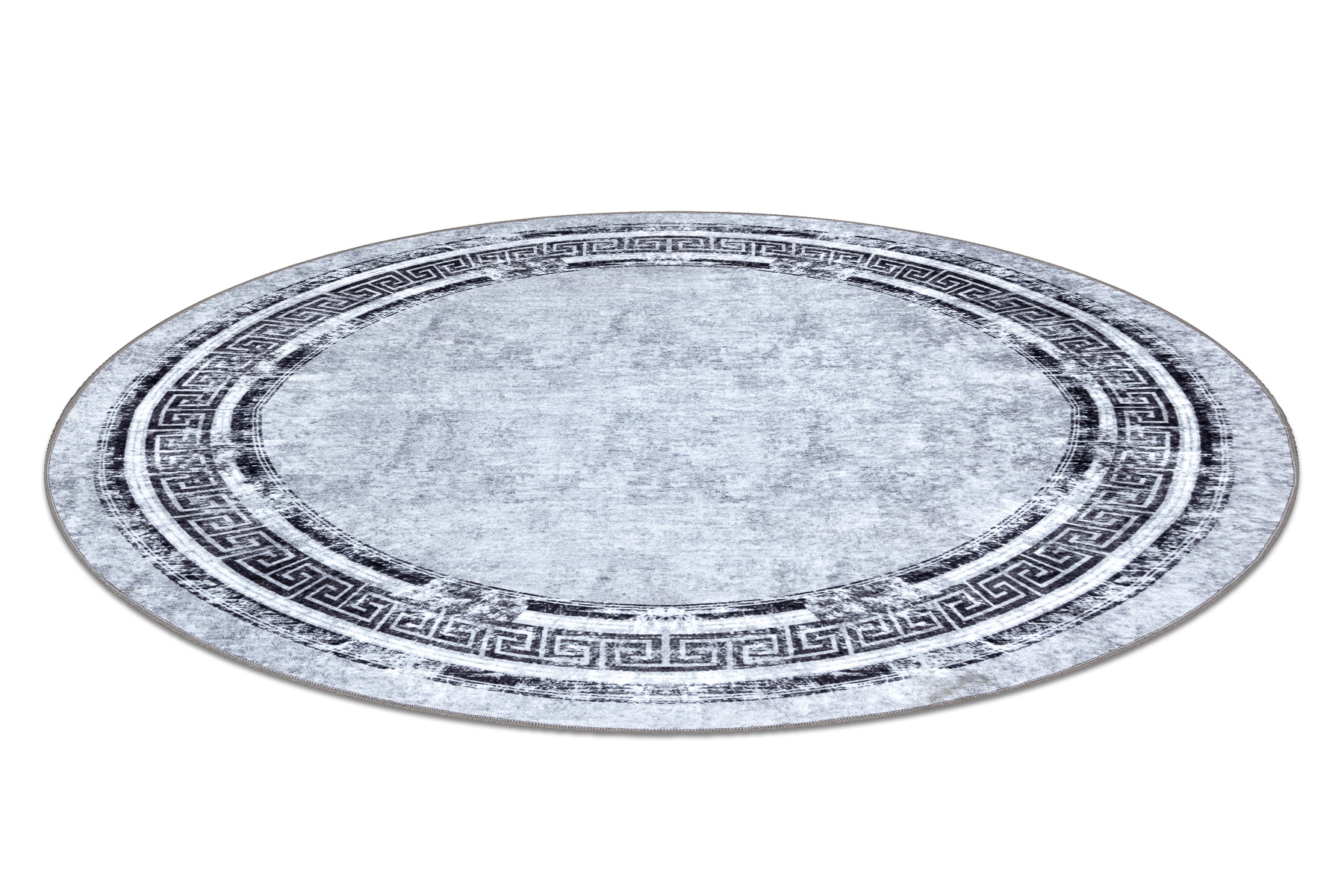 Dywan do prania MIRO 51254.802 koło Marmur, grecki antypoślizgowy - / czarny szary koło 120 cm