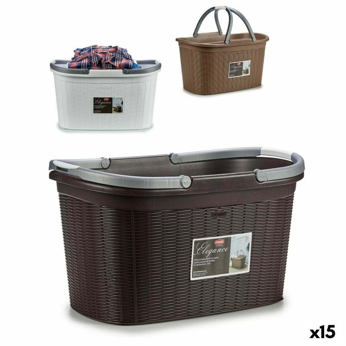 Kosz na pranie Stefanplast Elegance plastikowy 35 L 57,5 x 29 x 36,5 cm (15 sztuk)