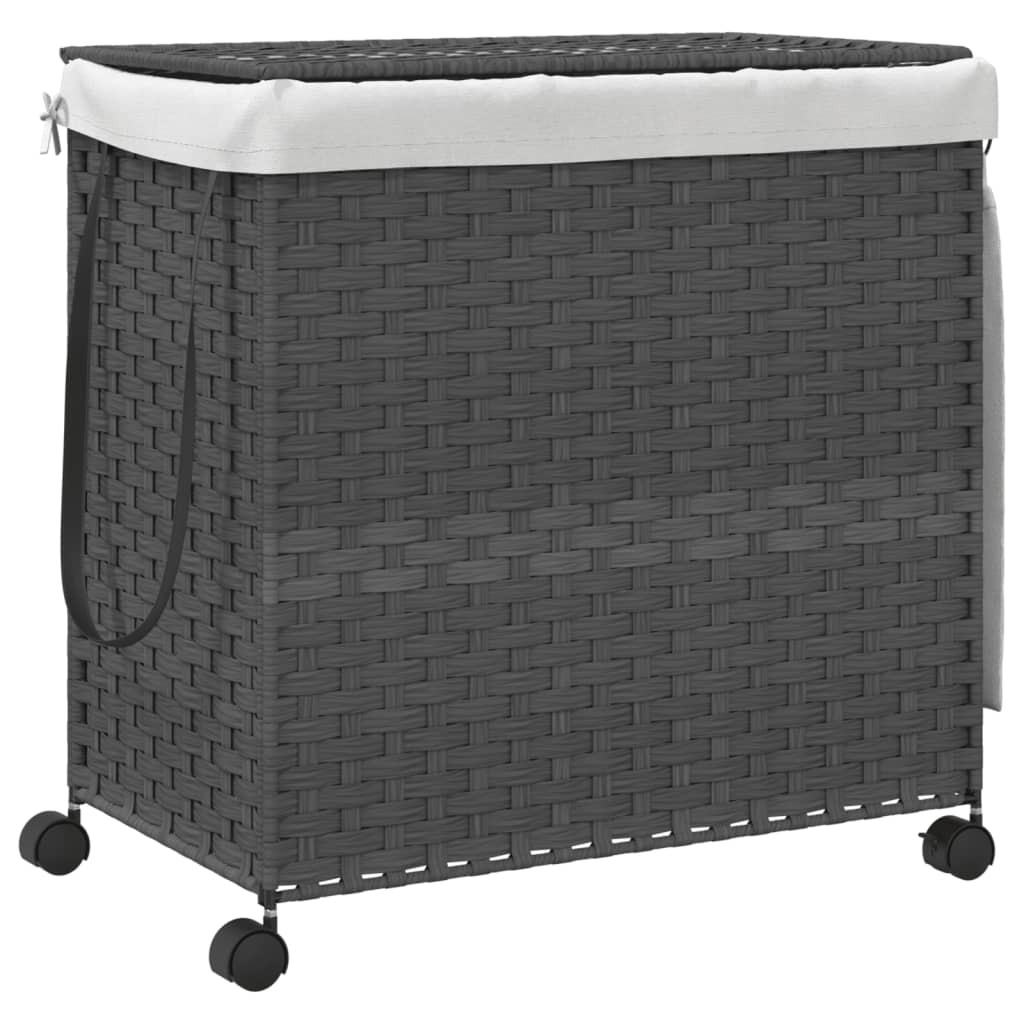 vidaXL Kosz na pranie z kółkami Szary 60x35x60,5 cm Rattan