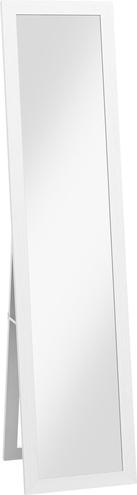 HOMCOM Lustro stojące, pełnowymiarowe lustro ze stojakiem, wolnostojące lustro ścienne, lustro do garderoby, lustro do sypialni, przedpokoju, aluminium, białe, 37 x 157 cm