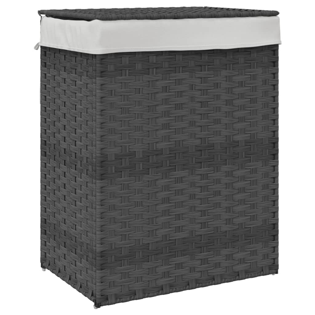 vidaXL Kosz na pranie z pokrywą Szary 46x33x60 cm Poli rattan