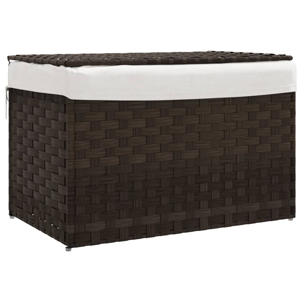 vidaXL Kosz na pranie z pokrywą Ciemnobrązowy 55,5x35x34 cm Poli rattan